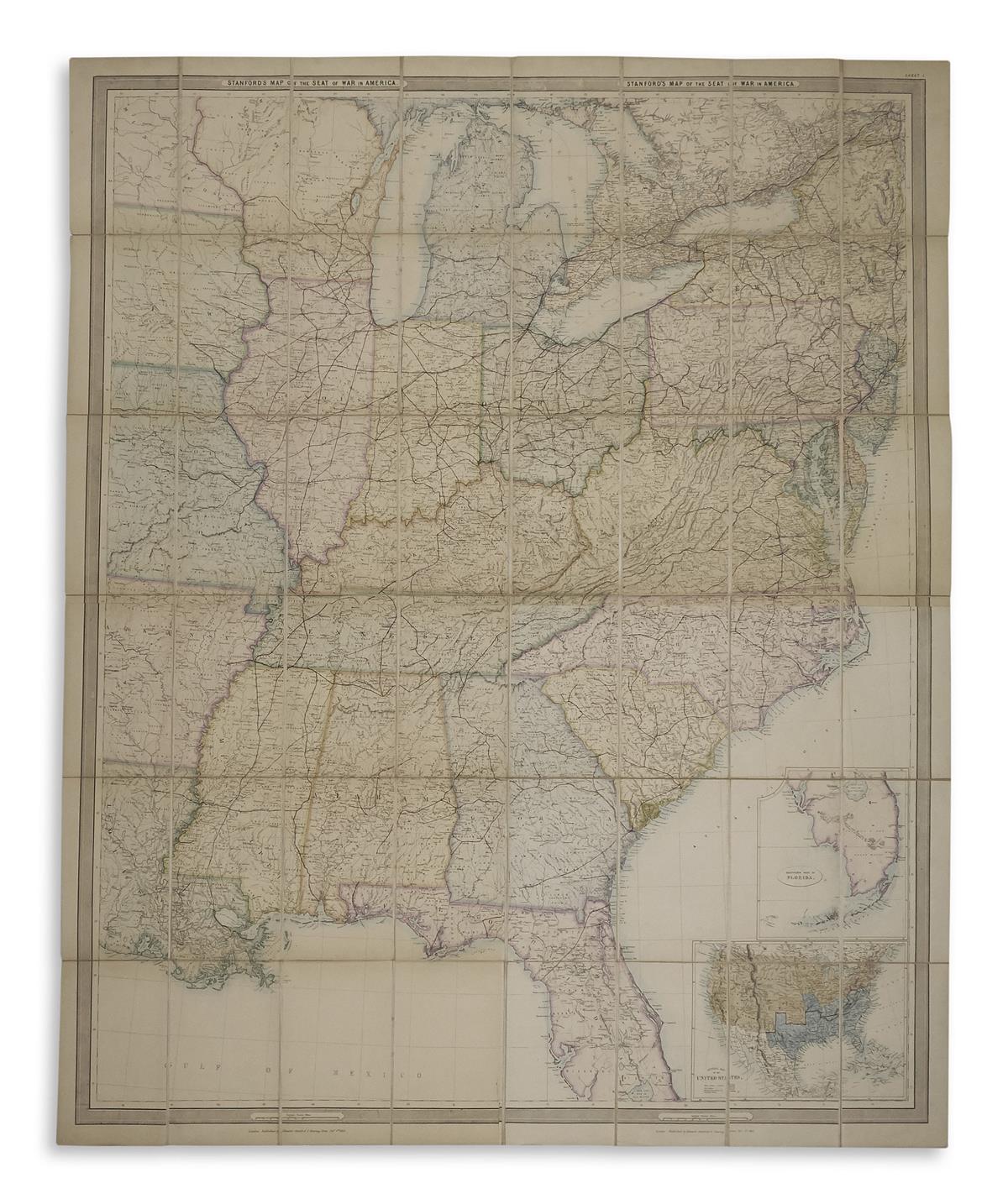 (CIVIL WAR.) Stanford, Edward. Stanford’s Map of the Seat of the War in America.